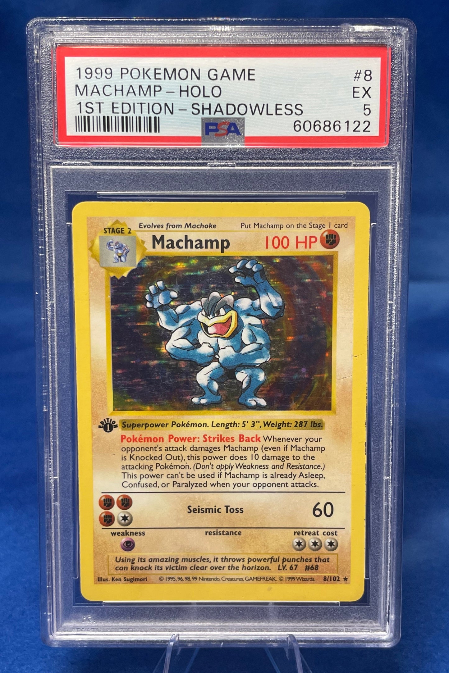 Machamp 8/102: 1st Edition Shadowless Holo